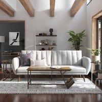 Ng Novogratz Brittany Sofa Bed Wooden Legs Linen Light Grey, Grey