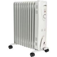 Mylek Oil Filled Electric Portable Heater Radiator with Adjustable Thermostat - White / 46cm / 55cm