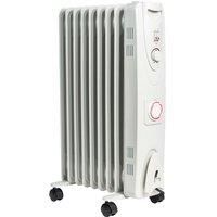 MYLEK Oil Filled Radiator with Adjustable Thermostat and 24 Hour Timer - 3 Heat Settings - Electric Portable Heater 9 Fin - Energy Efficient - 2000W / 2kW - Safety Tip Over & Safety Cut Off