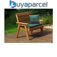 Charles Taylor Wooden Garden 2 Seater Bench Seat Armchair Green Cushion & Cover