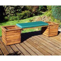 Charles Taylor Wooden Garden Square Raised Planter Bench Seat & Green Cushion