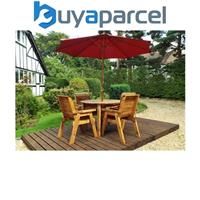 Charles Taylor Four Seater Round Table Set with Parasol, Burgundy