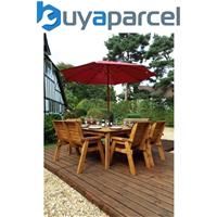 Charles Taylor Eight Seater Square Table Set with Benches and Parasol, Burgundy