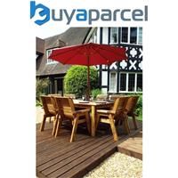 Charles Taylor Eight Seater Square Table Set with Parasol, Burgundy