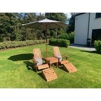 Charles Taylor 2 Seater Lounger Set with Grey Seat Pads and Parasol Light Grey