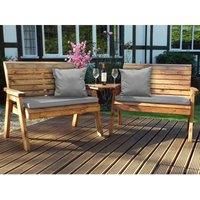 Charles Taylor Twin Bench Set Angled with Grey Cushions