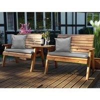 Charles Taylor Twin Bench Set Straight with Grey Cushions