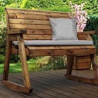 Charles Taylor 2 Seater Wooden Bench Rocker with Grey Seat Pad Wood (Brown)