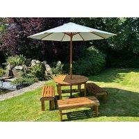 Charles Taylor Knights Eight Seat Round Table Set, Brown
