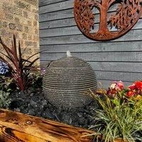 Tranquility Black Sandstone Ribbed Sphere 40cm Natural Stone Water Feature