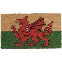 Welsh Red Dragon Flag Printed Natural Coir Doormat PVC Backed Anti Slip Mat (70cm x 40cm)
