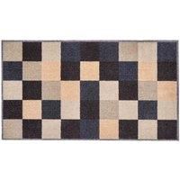 Washamat Recylon Design Squares Mat 120X67Cm - Blue