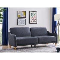 Home Detail Fabric Three Seater Cushioned Sofa Bed with Armrests in Grey or Teal with Wooden Legs and Frame Living Room Lounge Furniture (Grey)