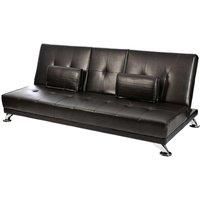 Indiana Faux Leather Sofa Bed With Pulldown Cupholder and Chrome Legs