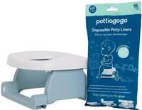Pottiagogo | Award Winning Travel Potty for Toddlers | Easy to use Unique Mechanism Perfect for Potty Training with 20 Biodegradable Disposable Potty Liners | Pebble Grey