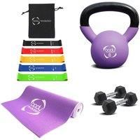 Home Strength Training 5kg Dumbbell 8kg Kettlebell Yoga Mat Resistance Bands Set