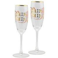 Yvonne Ellen Slogan Champagne Flute Glasses &Ndash; Set Of 2