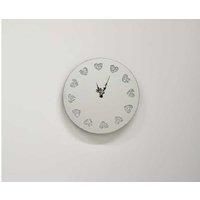 DEENZ New Round Crushed Jewel Mirror Wall Clock Heart Shape Diamante Glass Clock 30Cm