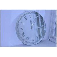 DEENZ New Flowery Silver Sparkle Glitter Mirrored Wall Clock Roman Number Wall 35Cm