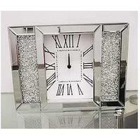 DEENZ Crushed Jewel Mirror Wall Clock Roman Numbers Diamante Mirror Glass Clock H 27 X W 40 X D 8Cm