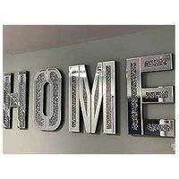 DEENZ Mirrored Diamond Home Letters Crushed Crystal Mirror Diamond Wall Art Large 50x30cm