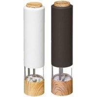 Modern Colour Electric Salt or Pepper Mill Set of 2 (White & Dark Grey)