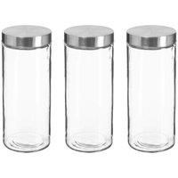 Set of 3 Screw Top Lid Glass Storage Jars