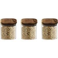 Set of 3 Air Seal Square Glass Storage Jars