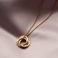 Posh Totty Designs Women's Yellow Gold Personalised Mini Russian Ring Necklace