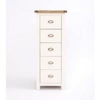 Lovere 5 Drawer Narrow Chest of Drawers Chrome Cup Handle