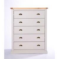 Loreo 5 Drawer Chest of Drawers Brass Cup Handle