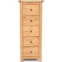 Lugo 5 Drawer Narrow Chest of Drawers Brass Knob
