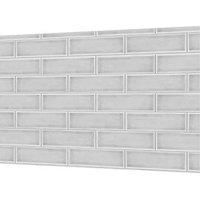Splashwall Alloy White Cracked Tile Aluminium Splashback, (H)800mm (W)600mm (T)4mm