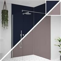 Wetwall Alloy Double-Sided Bathroom Wall Panel Deep Sea Blue / Smoked Rose 2440 x 600mm in Deep Sea Blue/Smoked Rose