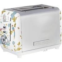 Laura Ashley 2 Slice Toaster by VQ - Defrost Reheat Warming Rack - Elveden White