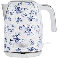 Laura Ashley China Rose Cordless Jug Kettle By VQ, Stainless Steel Electric Kettle With Capacity of 1.7 Litre, Energy Efficient 3KW Fast Boiling Technology With Overheating & Boil Dry Protection