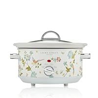 Laura Ashley Slow Cookers 3.5 Litres. Large Capacity Slow Cooker for 4 to 5 People. Energy Efficient Slow-Cooker with 3 Heat Settings. Detachable Ceramic Pot with Tempered Glass Lid - Elveden White