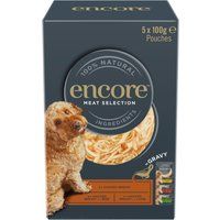 Encore Natural Wet Dog Food, Multipack Meat Selection in Gravy 100g Pouch (Pack of 5x100g)