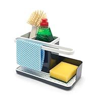 simplywire - Sink Tidy/Caddy - Kitchen Sink Organiser - Removable Drip Tray - Non-Slip - Grey & White