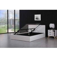 OTTOMAN STORAGE LEATHER BED SIDE LIFT GREY BLACK WHITE 3FT SINGLE DOUBLE BED