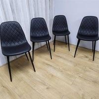 KOSY KOALA Dining Chairs Set Of 4 Faux Leather Padded Gem Black Kitchen Dining Room