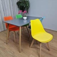 KOSY KOALA Rectangle Grey Dining Table With 4 Colourful Chairs Set