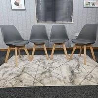 KOSY KOALA Set of 4 Grey Wooden Dining Chairs Plastic Lounge Kitchen chairs (Grey)