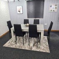 Kosy Koala Dining Table And 6 Chairs Stone Grey Effect Wood Table 6 Black Leather Chairs Dining Room