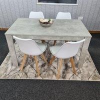 KOSY KOALA Grey dining table and 4 white tulip chairs kitchen set of 4 dining room furnitur (Table with 4 white chairs)