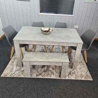 KOSY KOALA Grey dining kitchen table with 4 grey chairs and a bench dining tulip chairs dining room furniture (Table with 4 grey chairs and a bench)