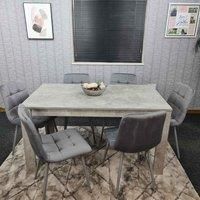 KOSY KOALA Dining Table Set Of 6, Grey Kitchen Dining Table and 6 Grey Tufted Velvet Chairs