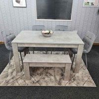 Kosy Koala Dining Table And 4 Chairs With Bench Stone Grey Effect Wood Table 4 Grey Leather Chairs Dining Room