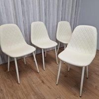 KOSY KOALA Dining Chairs Set Of 4 Cream Chairs Stitched Faux Leather Chairs, Soft Padded Seat Living Room Chairs, Kitchen Chairs, Dining Room, Living Room, Reception Chairs