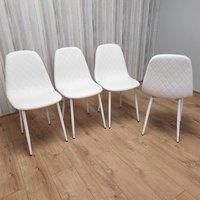 KOSY KOALA Dining Chairs Set Of 4 White Chairs Stitched Faux Leather Chairs, Soft Padded Seat Living Room Chairs, Kitchen Chairs, Dining Room, Living Room, Reception Chairs